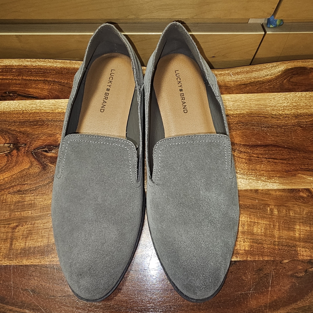 Lucky Brand Women's Suede Loafers in Gray Elafina